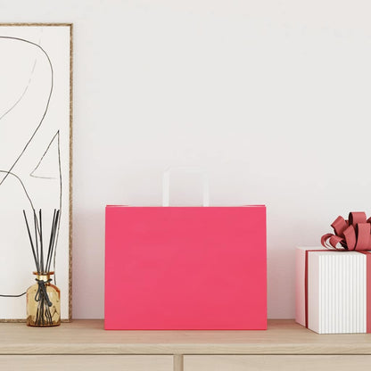 Sacchetti di Carta Kraft 50 pz con Manici Rosa 32x17x25 cm