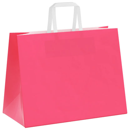 Sacchetti di Carta Kraft 50 pz con Manici Rosa 32x17x25 cm