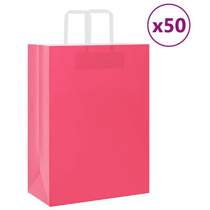 Sacchetti di Carta Kraft 50 pz con Manici Rosa 32x17x44 cm