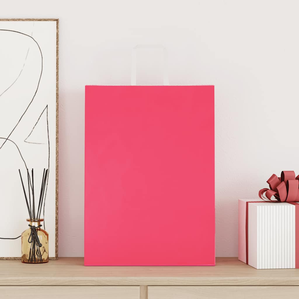 Sacchetti di Carta Kraft 50 pz con Manici Rosa 32x17x44 cm
