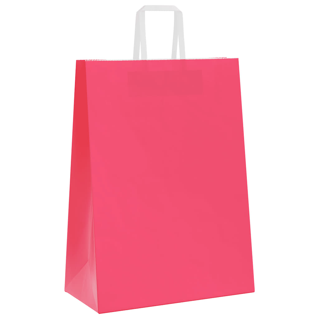 Sacchetti di Carta Kraft 50 pz con Manici Rosa 32x17x44 cm
