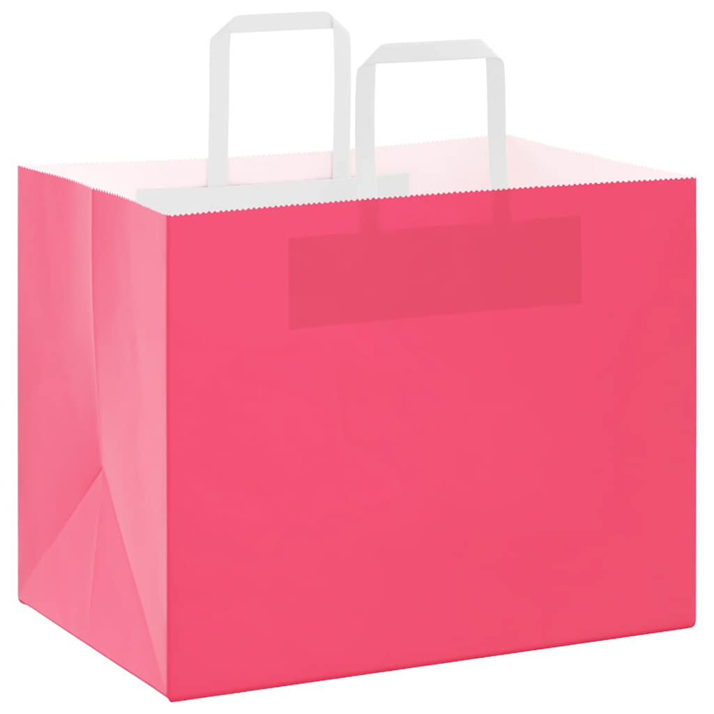 Sacchetti di Carta Kraft 50 pz con Manici Rosa 32x22x24 cm