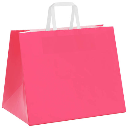Sacchetti di Carta Kraft 50 pz con Manici Rosa 32x22x24 cm