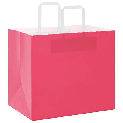 Sacchetti di Carta Kraft 50 pz con Manici Rosa 32x22x28 cm
