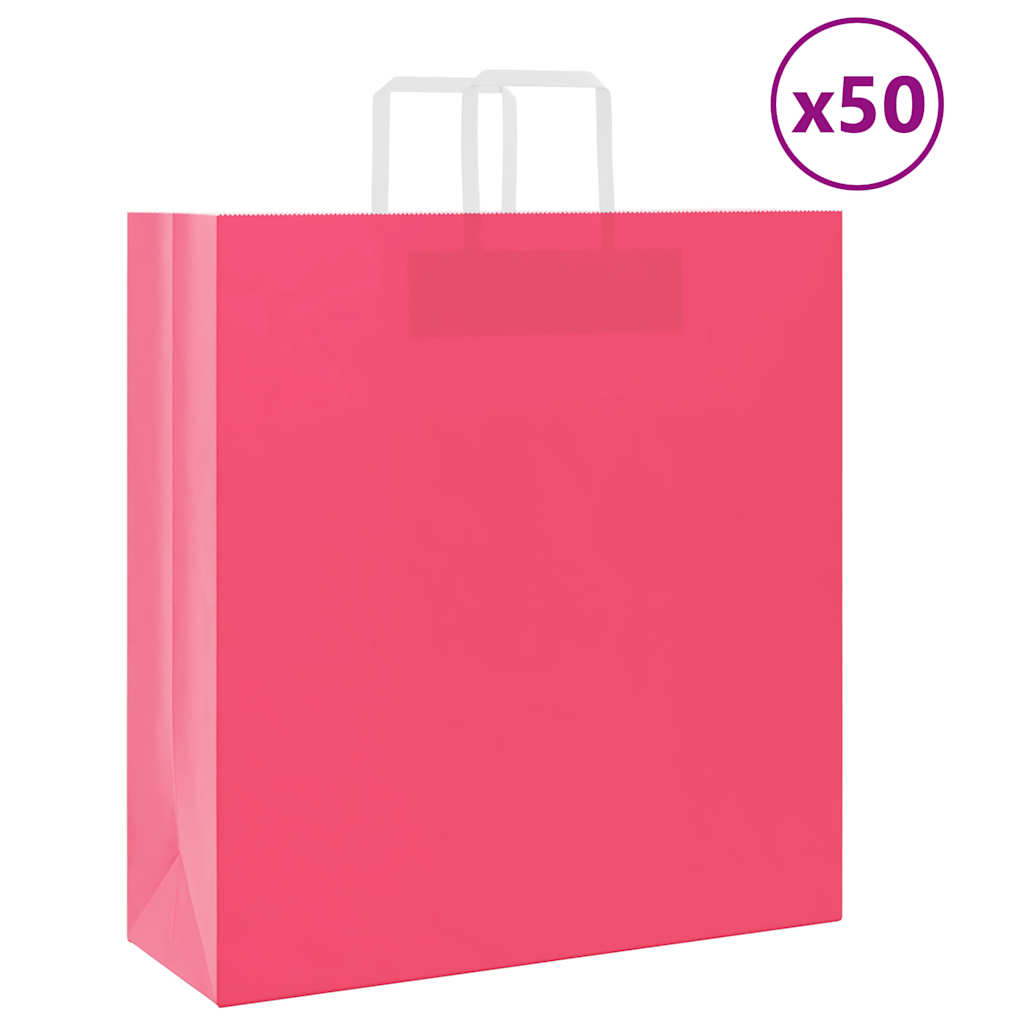 Sacchetti di Carta Kraft 50 pz con Manici Rosa 45x17x48 cm