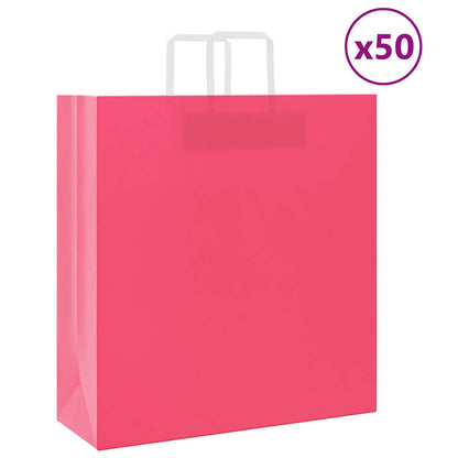 Sacchetti di Carta Kraft 50 pz con Manici Rosa 45x17x48 cm
