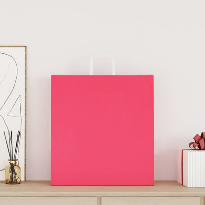 Sacchetti di Carta Kraft 50 pz con Manici Rosa 45x17x48 cm