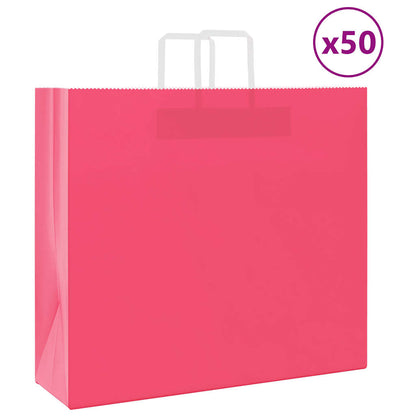Sacchetti di Carta Kraft 50 pz con Manici Rosa 54x15x49 cm