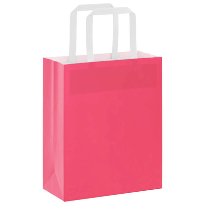 Sacchetti di Carta Kraft 250 pz con Manici Rosa 18x8x22 cm