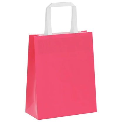 Sacchetti di Carta Kraft 250 pz con Manici Rosa 18x8x22 cm