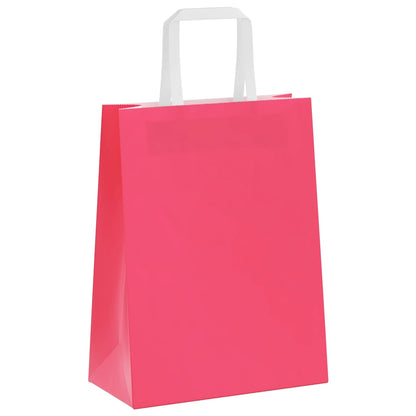 Sacchetti di Carta Kraft 250 pz con Manici Rosa 21x11x28 cm