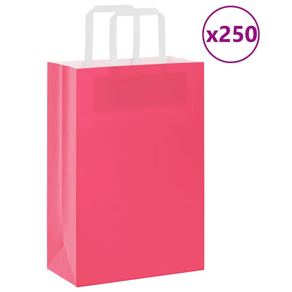 Sacchetti di Carta Kraft 250 pz con Manici Rosa 21x11x31 cm
