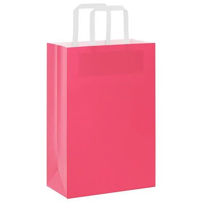 Sacchetti di Carta Kraft 250 pz con Manici Rosa 21x11x31 cm