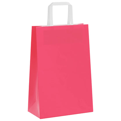 Sacchetti di Carta Kraft 250 pz con Manici Rosa 21x11x31 cm