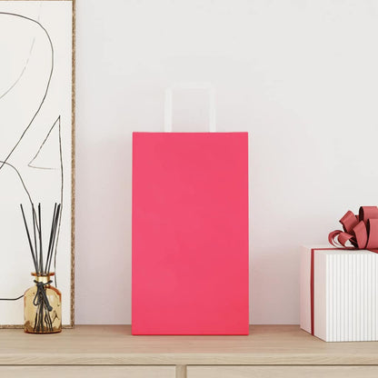 Sacchetti di Carta Kraft 250 pz con Manici Rosa 21x11x36 cm