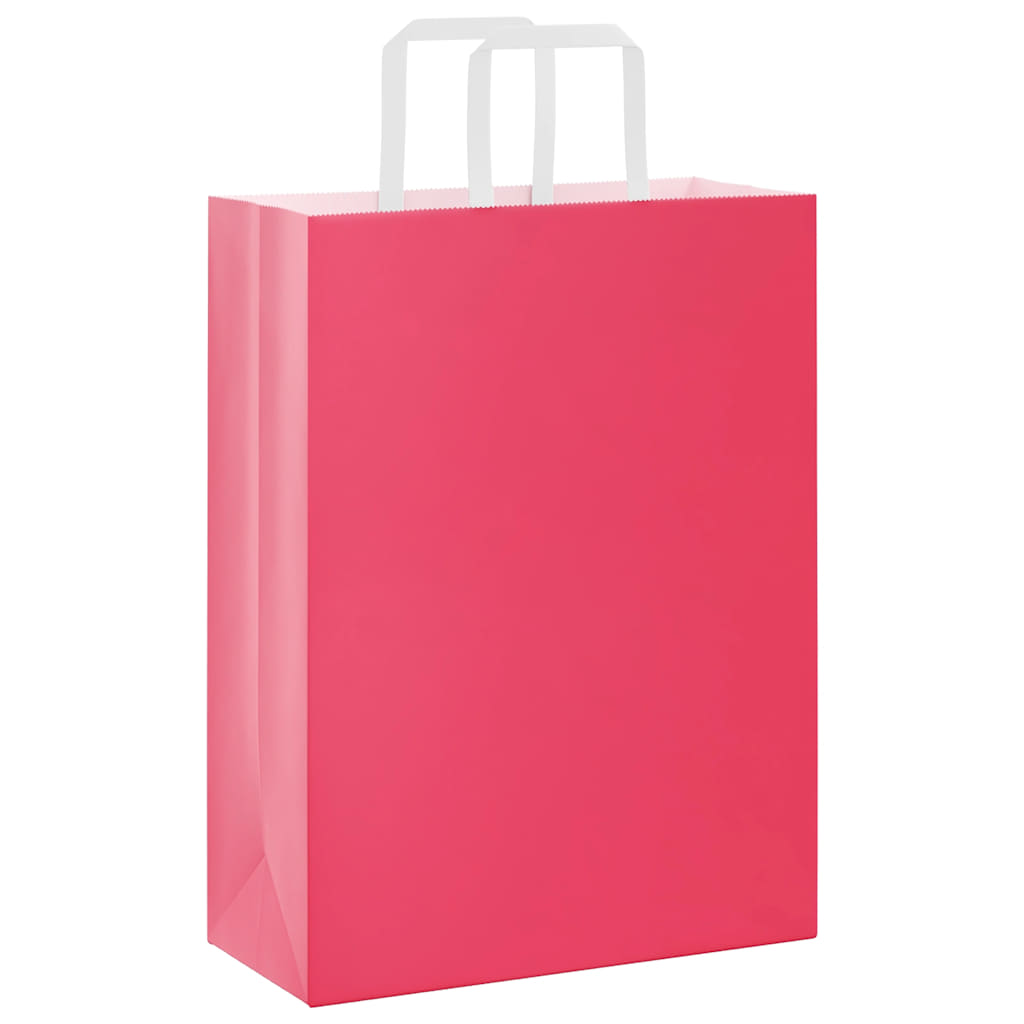 Sacchetti di Carta Kraft 250 pz con Manici Rosa 26x12x35 cm