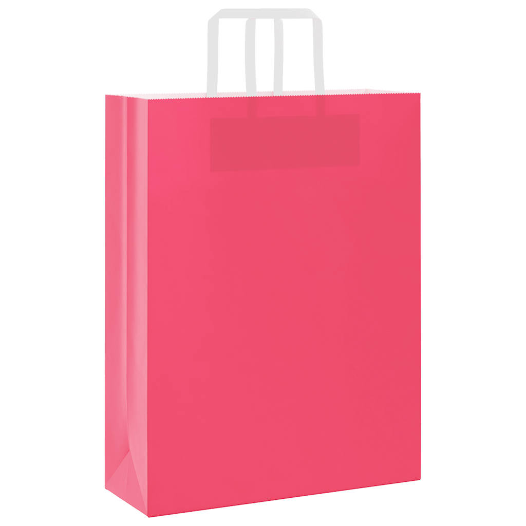 Sacchetti di Carta Kraft 250 pz con Manici Rosa 32x12x42 cm