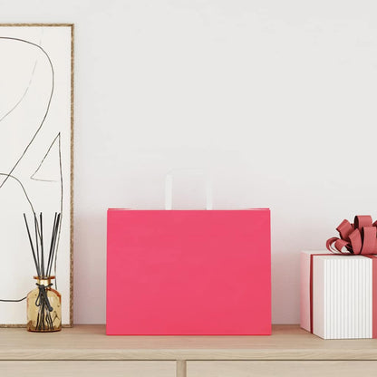 Sacchetti di Carta Kraft 250 pz con Manici Rosa 32x17x25 cm