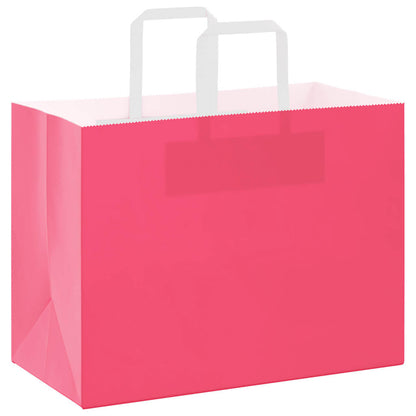 Sacchetti di Carta Kraft 250 pz con Manici Rosa 32x17x25 cm