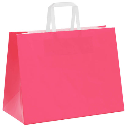 Sacchetti di Carta Kraft 250 pz con Manici Rosa 32x17x25 cm
