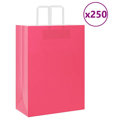 Sacchetti di Carta Kraft 250 pz con Manici Rosa 32x17x44 cm