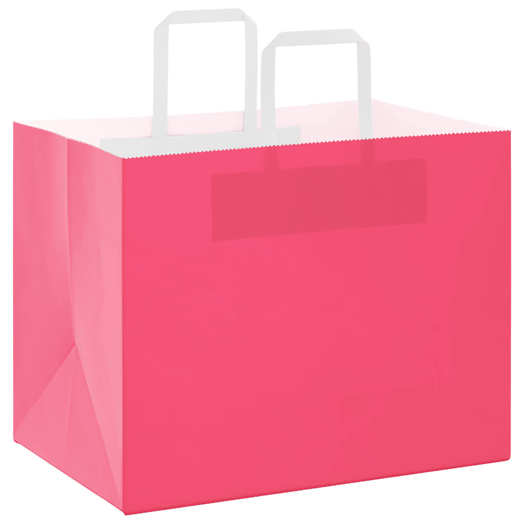 Sacchetti di Carta Kraft 250 pz con Manici Rosa 32x22x24 cm
