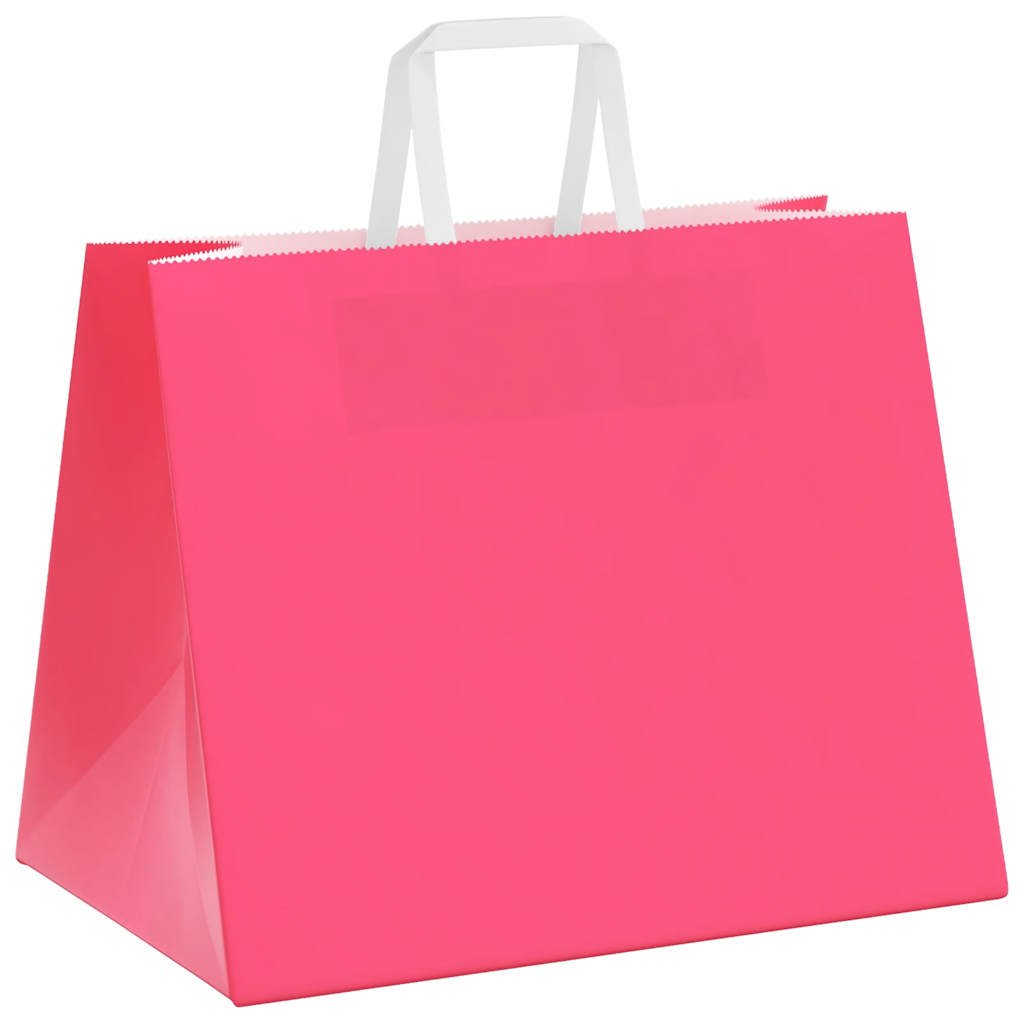 Sacchetti di Carta Kraft 250 pz con Manici Rosa 32x22x24 cm