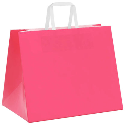 Sacchetti di Carta Kraft 250 pz con Manici Rosa 32x22x24 cm