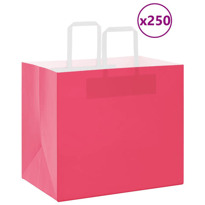 Sacchetti di Carta Kraft 250 pz con Manici Rosa 32x22x28 cm