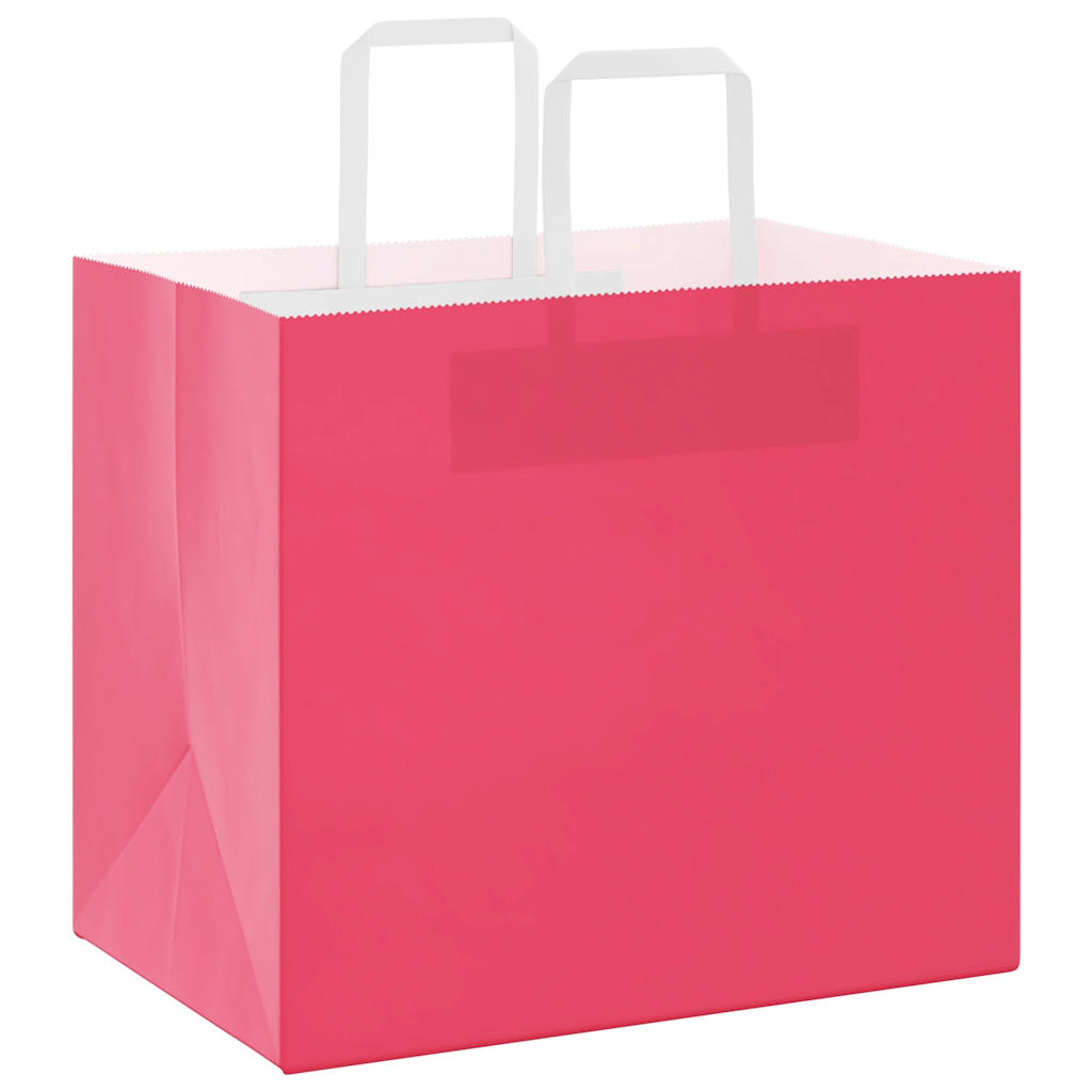 Sacchetti di Carta Kraft 250 pz con Manici Rosa 32x22x28 cm