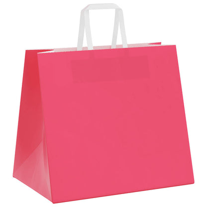 Sacchetti di Carta Kraft 250 pz con Manici Rosa 32x22x28 cm