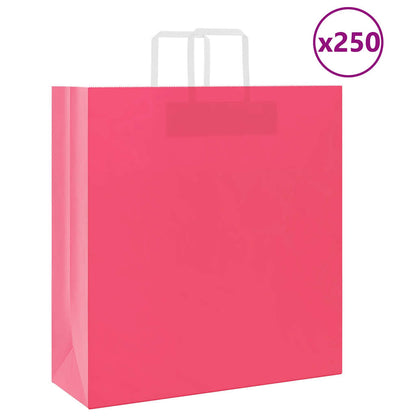 Sacchetti di Carta Kraft 250 pz con Manici Rosa 45x17x48 cm