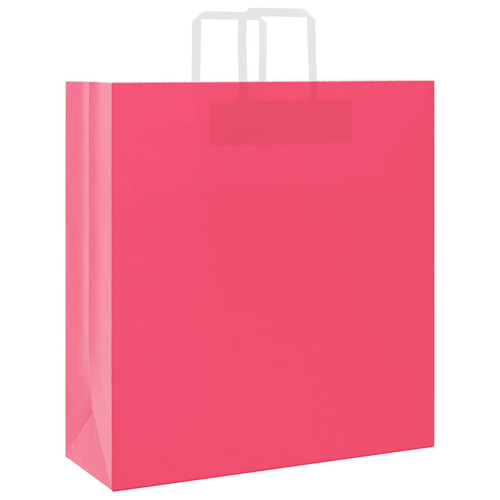 Sacchetti di Carta Kraft 250 pz con Manici Rosa 45x17x48 cm