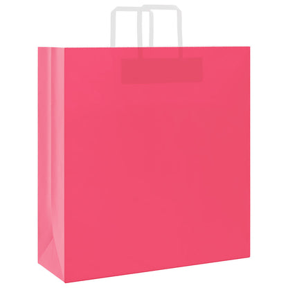 Sacchetti di Carta Kraft 250 pz con Manici Rosa 45x17x48 cm