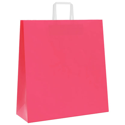 Sacchetti di Carta Kraft 250 pz con Manici Rosa 45x17x48 cm