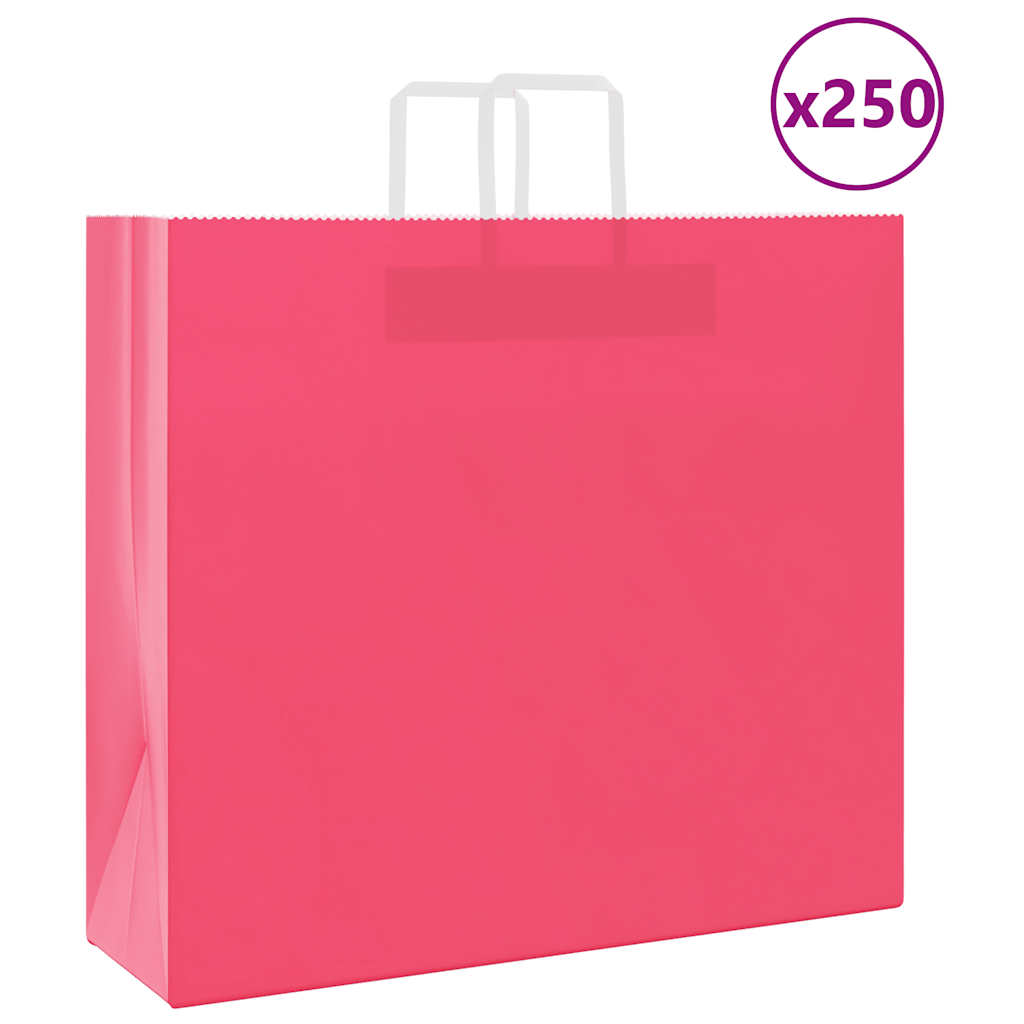 Sacchetti di Carta Kraft 250 pz con Manici Rosa 54x15x49 cm