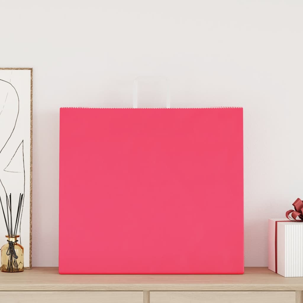 Sacchetti di Carta Kraft 250 pz con Manici Rosa 54x15x49 cm