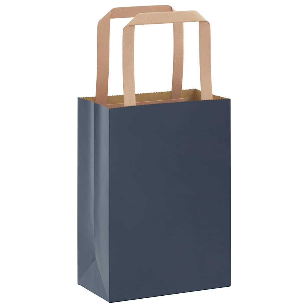 Sacchetti di Carta Kraft 50 pz con Manici Blu 15x8x21 cm