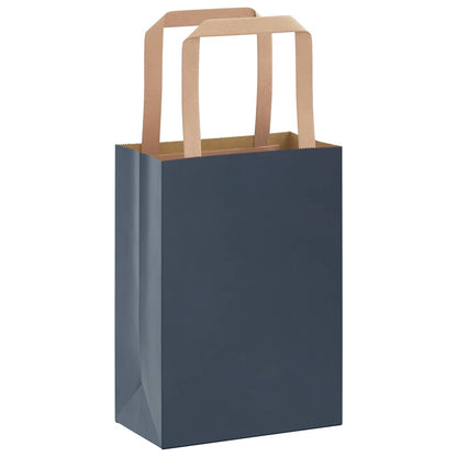 Sacchetti di Carta Kraft 50 pz con Manici Blu 15x8x21 cm