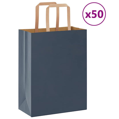 Sacchetti di Carta Kraft 50 pz con Manici Blu 21x11x28 cm