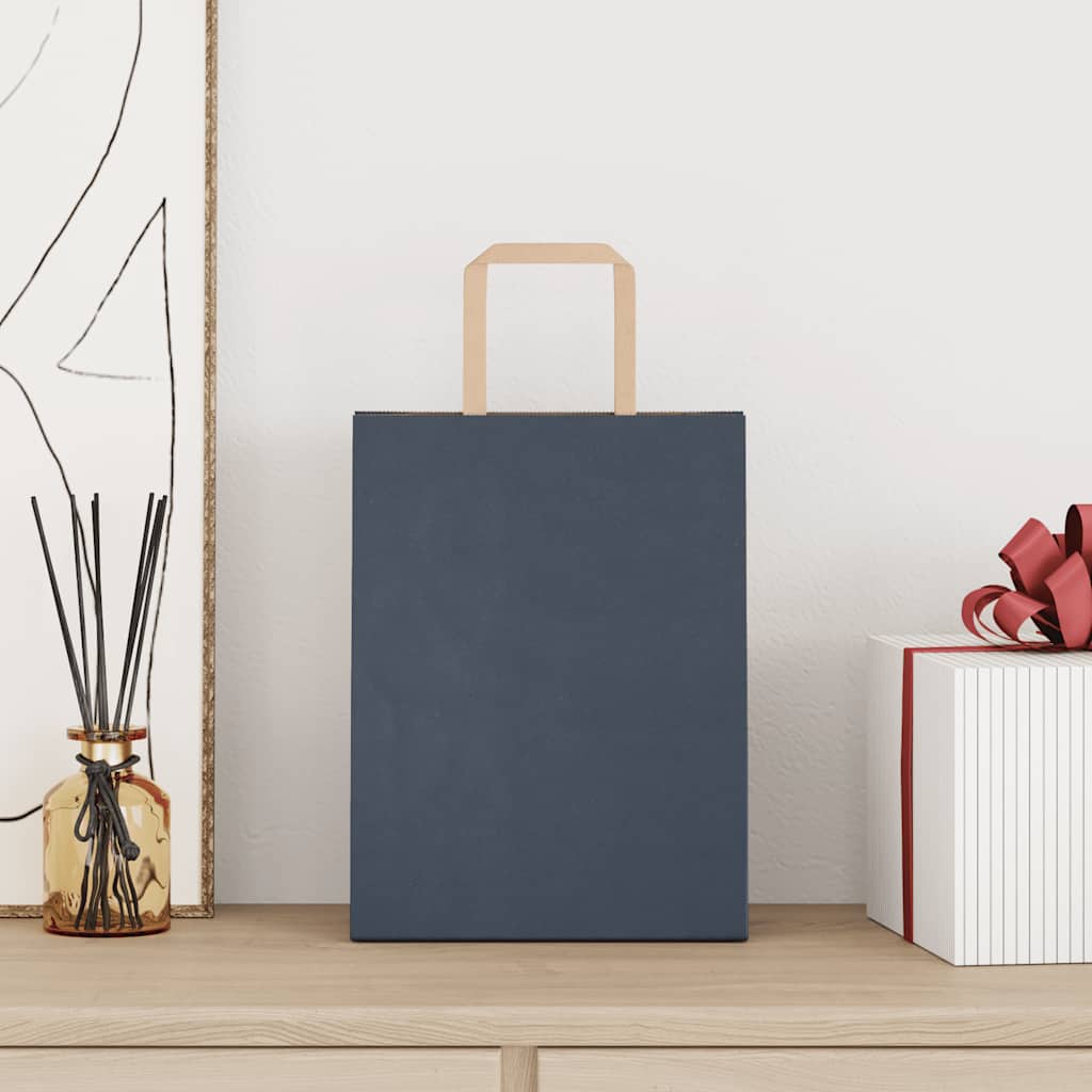Sacchetti di Carta Kraft 50 pz con Manici Blu 21x11x28 cm