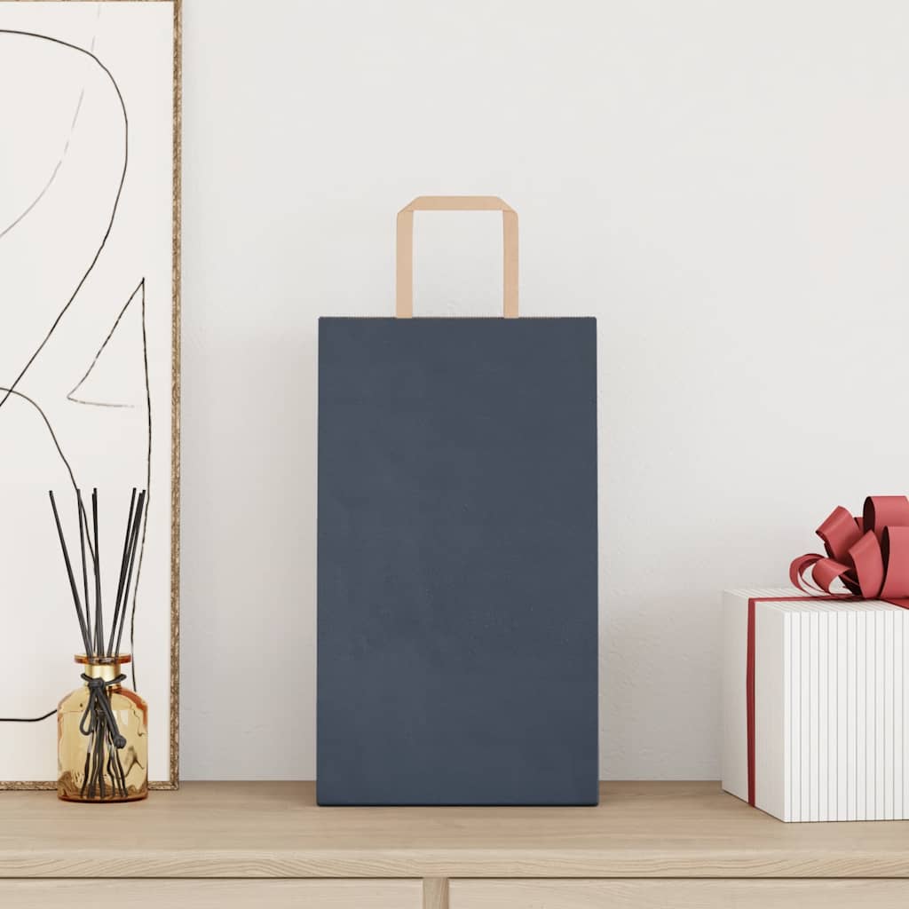 Sacchetti di Carta Kraft 50 pz con Manici Blu 21x11x36 cm