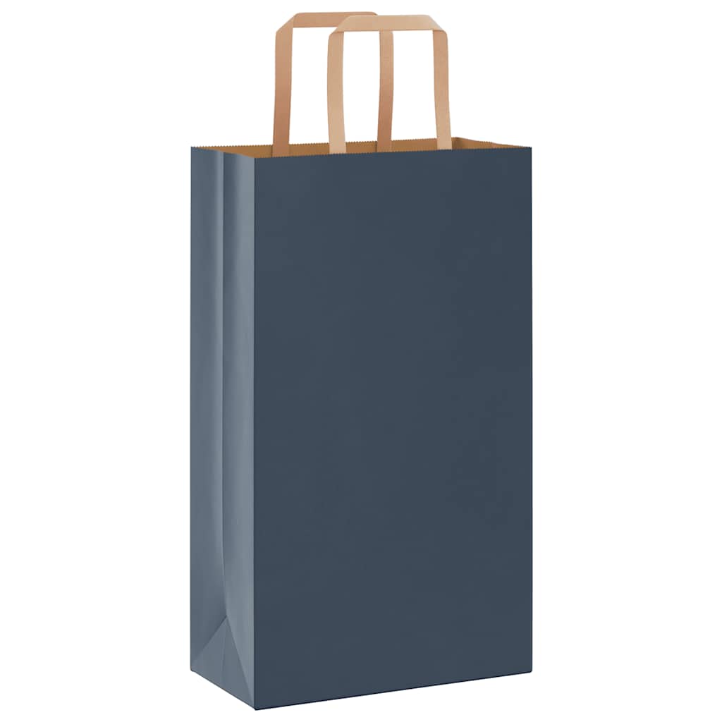 Sacchetti di Carta Kraft 50 pz con Manici Blu 21x11x36 cm