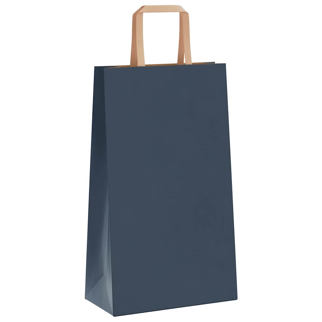 Sacchetti di Carta Kraft 50 pz con Manici Blu 21x11x36 cm