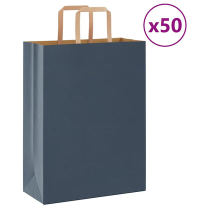 Sacchetti di Carta Kraft 50 pz con Manici Blu 26x12x35 cm