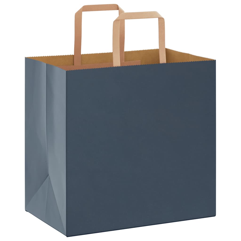 Sacchetti di Carta Kraft 50 pz con Manici Blu 26x17x25 cm