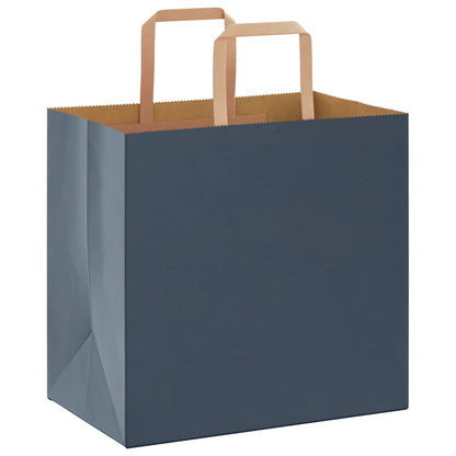 Sacchetti di Carta Kraft 50 pz con Manici Blu 26x17x25 cm