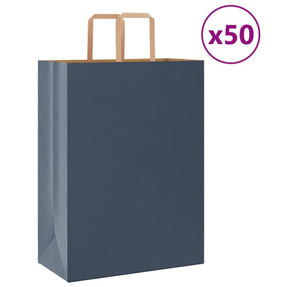 Sacchetti di Carta Kraft 50 pz con Manici Blu 32x17x44 cm