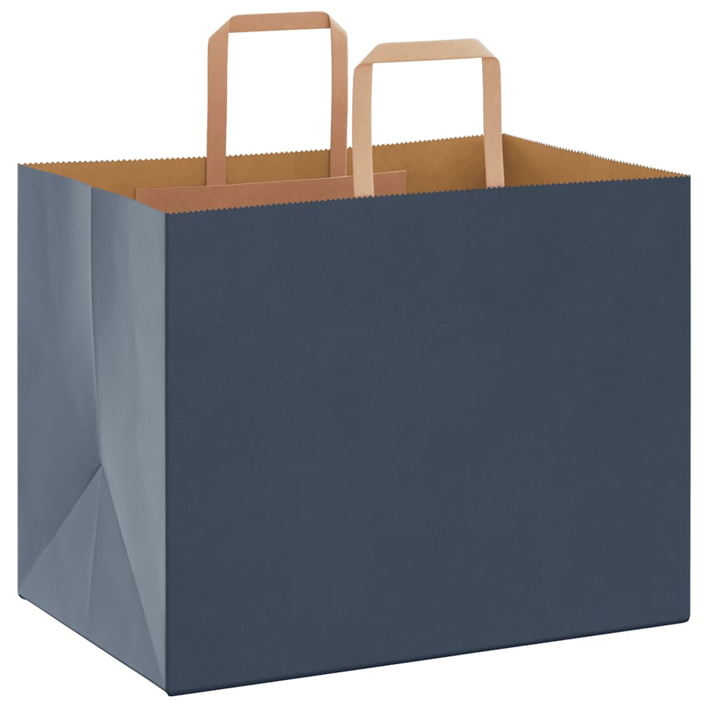 Sacchetti di Carta Kraft 50 pz con Manici Blu 32x22x24 cm
