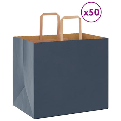Sacchetti di Carta Kraft 50 pz con Manici Blu 32x22x28 cm